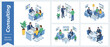 © Saqib GFX - Isometric Business Consulting Vector Scenes Set. Professional Financial Advisor Meeting with Clients, Families, and Couples. Office Presentations, Data Analysis, and Corporate Strategy Sessions.