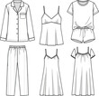 © Robert - Pajama set fashion line art illustration cozy sleepwear collection apparel design vector