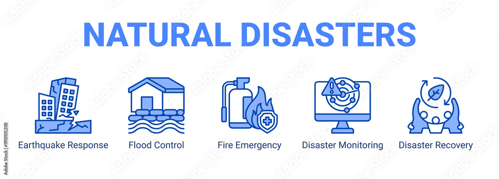 Natural Disasters web banner icon concept, with Earthquake Response ...