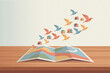 © Andriok Smith - Flat art illustration of a folded map on a desk transforming into origami birds carrying houses, symbolizing strategic planning evolving into real-world action