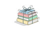 © Zimy - A stack of four pastel-colored books tied together with a ribbon, suggesting a gift or a bundle of knowledge.