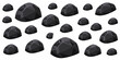 © Rathindranath - A collection of dark jagged rocks scattered across a white background