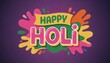 © Kumarkhaniya  - 3D Happy Holi Font With Color Balloons, Powder (Gulal) In Bowls And Arc Drops Decorated On Purple Background.
