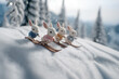 © mamio - 雪山で元気にスキーを楽しむウサギくんの冬の一日