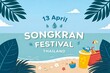 © Umair - Celebrate the joyous thai songkran festival on april thirteenth with vibrant beach decorations signifying water splashing fun and tropical summer holiday greetings in thailand