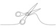 © Kanu Art_Gallery - Minimalist continuous line drawing of a pair of open scissors over a white background. Vector, illustration