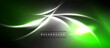 © antishock - Abstract green energy flow. Bright lines create dynamic visual effect. Dark background emphasizes glowing curves, modern design element.