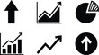 © AYESHA - Set of vector silhouette design business chart icons bundle of 6 growth graph symbols