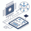 © Md - Conceptual vector art for instruction set architecture, illustrating fundamental computer processor components and operations in a clean, abstract style for technology themes