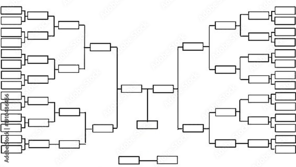Clean black and white empty tournament bracket diagram with multiple ...