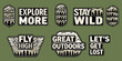 © Juran - Collection of outdoor adventure badges with mountain and forest motifs