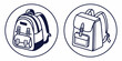 © Mamun - Two distinct backpacks illustrated in a circular frame side by side.