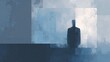 © mamemo - 光と影のコントラストに立つ人物シルエット 不安の抽象表現