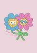 © rose and sonata - flat style floral friendship greeting card design. perfect for best friend messages, celebration cards, invitations and social media designs.