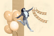 © deagreez - 3d banner poster full artwork collage of happy girl guy enjoy birthday celebration holiday decor festive air balloon garland