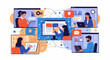 © Man - Online learning and remote collaboration concept illustration.