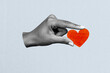 © deagreez - 3D photo collage design trend sketch of hand hold heart shape gift bonding affection romantic soulmate valentine day relationships love