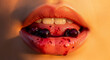 © shevtsovy - Sensual Glossy Lips with Juicy Blueberries and Sweet Splatter