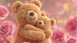 © Екатерина Чумаченко - Teddy Bear Hug: A heartwarming embrace of love and affection in pink bliss