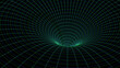 © ASdesign0714 - Futuristic vector sci-fi circle portal in space. 3D blue ai tunnel with dots and lines. Abstract digital wormhole data. Flow particle by funnel. Fantasy glitch circle vortex on dark background.