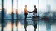 © Alona - Two business professionals shake hands over a signed contract in a modern office, symbolizing a corporate merger and teamwork