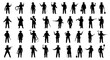© Alif - Collection of Cowboy Silhouettes with Various Poses and Weapons.