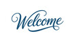 © VectAmaze - welcome elegant blue calligraphy lettering isolated on white background decorative script typography design