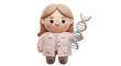 © Image - A cartoon female scientist holding a DNA helix model in her hand