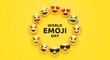 © Graphics With Mamun - Celebrate World Emoji Day with happy smiling emojis on yellow background