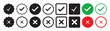© Adobe boss - check mark and cross mark icon set. Yes, no sign. Approve and reject symbols. Green Tick and Red X Sign