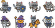 © upeh - Cartoon cats in knight and fantasy costumes vector illustration