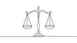 © MSTMORSHEDA - Single line drawing of a balanced scale representing justice and law