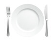 © Ева Поликарпова - A simple table setting featuring a white plate with a fork and knife