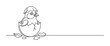 © Mr. Stocker - Newborn baby chick hatching from a cracked eggshell in a continuous one-line drawing style, symbolizing new life, beginnings, and the Easter holiday celebration
