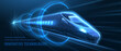 © NeonGridStudio - Futuristic high speed train. Smart railway transport system, AI urban mobility technology, modern rapid transit innovation, digital infrastructure, advanced city connection