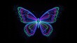 © Rouf - Abstract digital butterfly illustration with glowing wings against a black background