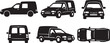 © Margaux - Icônes Citroën C15 silhouette noire vectorielle – utilitaire vintage français – van cargo rétro