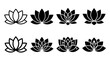 © gunzexx png and bg - lotus flower , black vector icon set collection , white background , SVG and PNG
