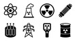 © gunzexx png and bg - nuclear energy , black vector icon set collection , white background , SVG and PNG