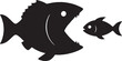 © Umar - Silhouette of a fish ready to eat another small fish in black and white silhouette vector with transparent background