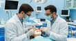 © tafazzal - Two dentists performing a procedure on a patient's teeth in a modern clinic.