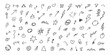© Abu - Handwritten scribble icons and messy star doodles with lightning bolts and abstract marks for casual design
