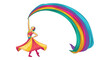 © Suryaaji - Woman in colorful dress flying kite.
