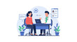 © Inara Studio - Doctor and Patient Consultation. Healthcare Check-up, Medical Advice, and Digital Health Records. Flat Illustration.