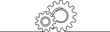 © MstMoushumi - Gears in one continuous line drawing. Continuous single line illustration of gears wheels. Two moving cog gear.one line icon illustration with white background