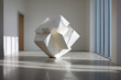 © Ifrat - A large white abstract sculpture in a modern art gallery with natural light