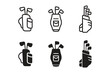 © GiftBosx - Golf bag with clubs vector icons in solid and outline styles