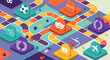 © Aboo - Colorful game board with various icons and paths for hobbies and leisure activities online