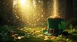 © MD THAHID - Lucky leprechaun's gold treasure in forest glade