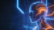 © Elizabeth - Cybernetic humanoid head with glowing circuits
